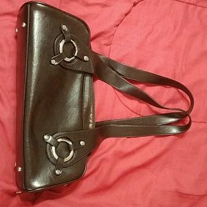 Dark brown purse with silver embellishment